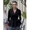 imageGRACE KARIN 2025 Womens Wrap V Neck Peplum Tops Elegant 34 Sleeve Dressy Casual Blouses Work Business Tie Front ShirtBlack