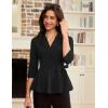 imageGRACE KARIN 2025 Womens Wrap V Neck Peplum Tops Elegant 34 Sleeve Dressy Casual Blouses Work Business Tie Front ShirtBlack