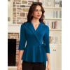 imageGRACE KARIN 2025 Womens Wrap V Neck Peplum Tops Elegant 34 Sleeve Dressy Casual Blouses Work Business Tie Front ShirtPeacock Blue