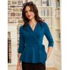 imageGRACE KARIN 2025 Womens Wrap V Neck Peplum Tops Elegant 34 Sleeve Dressy Casual Blouses Work Business Tie Front ShirtPeacock Blue