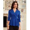 imageGRACE KARIN 2025 Womens Wrap V Neck Peplum Tops Elegant 34 Sleeve Dressy Casual Blouses Work Business Tie Front ShirtRoyal Blue