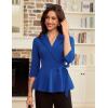 imageGRACE KARIN 2025 Womens Wrap V Neck Peplum Tops Elegant 34 Sleeve Dressy Casual Blouses Work Business Tie Front ShirtRoyal Blue