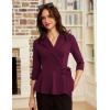 imageGRACE KARIN 2025 Womens Wrap V Neck Peplum Tops Elegant 34 Sleeve Dressy Casual Blouses Work Business Tie Front ShirtWine Red