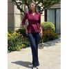 imageGRACE KARIN 2025 Womens Wrap V Neck Peplum Tops Elegant 34 Sleeve Dressy Casual Blouses Work Business Tie Front ShirtWine Red