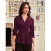 imageGRACE KARIN 2025 Womens Wrap V Neck Peplum Tops Elegant 34 Sleeve Dressy Casual Blouses Work Business Tie Front ShirtWine Red