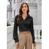 imageGRACE KARIN Business Casual Tops for Women Satin Silk Blouse Collared V Neck Long Sleeve Work Shirts Dressy Tops Fall ClothesBlack