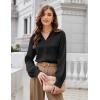 imageGRACE KARIN Business Casual Tops for Women Satin Silk Blouse Collared V Neck Long Sleeve Work Shirts Dressy Tops Fall ClothesBlack