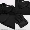 imageGRACE KARIN Business Casual Tops for Women Satin Silk Blouse Collared V Neck Long Sleeve Work Shirts Dressy Tops Fall ClothesBlack