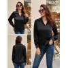 imageGRACE KARIN Business Casual Tops for Women Satin Silk Blouse Collared V Neck Long Sleeve Work Shirts Dressy Tops Fall ClothesBlack