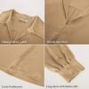 imageGRACE KARIN Business Casual Tops for Women Satin Silk Blouse Collared V Neck Long Sleeve Work Shirts Dressy Tops Fall ClothesCamel