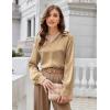 imageGRACE KARIN Business Casual Tops for Women Satin Silk Blouse Collared V Neck Long Sleeve Work Shirts Dressy Tops Fall ClothesCamel