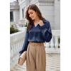 imageGRACE KARIN Business Casual Tops for Women Satin Silk Blouse Collared V Neck Long Sleeve Work Shirts Dressy Tops Fall ClothesDrak Blue
