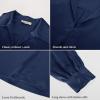 imageGRACE KARIN Business Casual Tops for Women Satin Silk Blouse Collared V Neck Long Sleeve Work Shirts Dressy Tops Fall ClothesDrak Blue