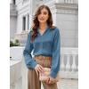 imageGRACE KARIN Business Casual Tops for Women Satin Silk Blouse Collared V Neck Long Sleeve Work Shirts Dressy Tops Fall ClothesGrey Blue