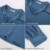 imageGRACE KARIN Business Casual Tops for Women Satin Silk Blouse Collared V Neck Long Sleeve Work Shirts Dressy Tops Fall ClothesGrey Blue