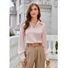 imageGRACE KARIN Business Casual Tops for Women Satin Silk Blouse Collared V Neck Long Sleeve Work Shirts Dressy Tops Fall ClothesPink