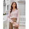 imageGRACE KARIN Business Casual Tops for Women Satin Silk Blouse Collared V Neck Long Sleeve Work Shirts Dressy Tops Fall ClothesPink