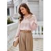 imageGRACE KARIN Business Casual Tops for Women Satin Silk Blouse Collared V Neck Long Sleeve Work Shirts Dressy Tops Fall ClothesPink
