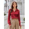imageGRACE KARIN Business Casual Tops for Women Satin Silk Blouse Collared V Neck Long Sleeve Work Shirts Dressy Tops Fall ClothesRed