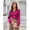 imageGRACE KARIN Business Casual Tops for Women Satin Silk Blouse Collared V Neck Long Sleeve Work Shirts Dressy Tops Fall ClothesRose Red