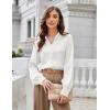 imageGRACE KARIN Business Casual Tops for Women Satin Silk Blouse Collared V Neck Long Sleeve Work Shirts Dressy Tops Fall ClothesWhite