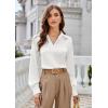 imageGRACE KARIN Business Casual Tops for Women Satin Silk Blouse Collared V Neck Long Sleeve Work Shirts Dressy Tops Fall ClothesWhite