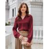 imageGRACE KARIN Business Casual Tops for Women Satin Silk Blouse Collared V Neck Long Sleeve Work Shirts Dressy Tops Fall ClothesWine Red