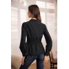 imageGRACE KARIN Button Down Shirts for Women Summer Peplum Tops Long Sleeve Work Blouse Collared Shirt Dressy TopBlack