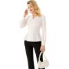imageGRACE KARIN Button Down Shirts for Women Summer Peplum Tops Long Sleeve Work Blouse Collared Shirt Dressy TopWhite