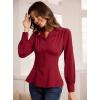 imageGRACE KARIN Button Down Shirts for Women Summer Peplum Tops Long Sleeve Work Blouse Collared Shirt Dressy TopWine Red
