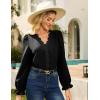 imageGRACE KARIN Elegant Long Sleeve Blouse 2025 Fall VNeck Dressy Casual Top for WomenBlack