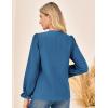 imageGRACE KARIN Elegant Long Sleeve Blouse 2025 Fall VNeck Dressy Casual Top for WomenGray Blue
