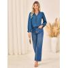 imageGRACE KARIN Elegant Long Sleeve Blouse 2025 Fall VNeck Dressy Casual Top for WomenGray Blue
