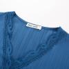 imageGRACE KARIN Elegant Long Sleeve Blouse 2025 Fall VNeck Dressy Casual Top for WomenGray Blue