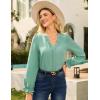 imageGRACE KARIN Elegant Long Sleeve Blouse 2025 Fall VNeck Dressy Casual Top for WomenGreen