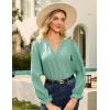 imageGRACE KARIN Elegant Long Sleeve Blouse 2025 Fall VNeck Dressy Casual Top for WomenGreen