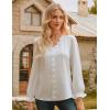 imageGRACE KARIN Elegant Long Sleeve Blouse 2025 Fall VNeck Dressy Casual Top for WomenWhite