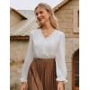 imageGRACE KARIN Elegant Long Sleeve Blouse 2025 Fall VNeck Dressy Casual Top for WomenWhite