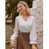 imageGRACE KARIN Elegant Long Sleeve Blouse 2025 Fall VNeck Dressy Casual Top for WomenWhite
