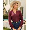 imageGRACE KARIN Elegant Long Sleeve Blouse 2025 Fall VNeck Dressy Casual Top for WomenWine Red