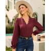 imageGRACE KARIN Elegant Long Sleeve Blouse 2025 Fall VNeck Dressy Casual Top for WomenWine Red