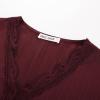imageGRACE KARIN Elegant Long Sleeve Blouse 2025 Fall VNeck Dressy Casual Top for WomenWine Red