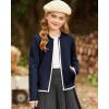 imageGRACE KARIN Girls Cardigan Knit Zip Uniform Sweater School Winter with Pockets 614YNavy Blue