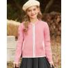 imageGRACE KARIN Girls Cardigan Knit Zip Uniform Sweater School Winter with Pockets 614YPink