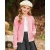 imageGRACE KARIN Girls Cardigan Knit Zip Uniform Sweater School Winter with Pockets 614YPink