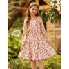 imageGRACE KARIN Girls Fall Dress Floral Long Sleeve Midi with Smocked Waist for Holiday Party 614YBurnt Orange Flower