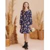 imageGRACE KARIN Girls Fall Dress Floral Long Sleeve Midi with Smocked Waist for Holiday Party 614YNavy Blue Flower