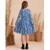 imageGRACE KARIN Girls Fall Floral Dresses 614Y Kids Winter Christmas Party Long Sleeve Holiday Hawaiian Flower DressBlue