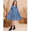 imageGRACE KARIN Girls Fall Floral Dresses 614Y Kids Winter Christmas Party Long Sleeve Holiday Hawaiian Flower DressBlue