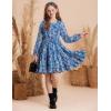 imageGRACE KARIN Girls Fall Floral Dresses 614Y Kids Winter Christmas Party Long Sleeve Holiday Hawaiian Flower DressBlue